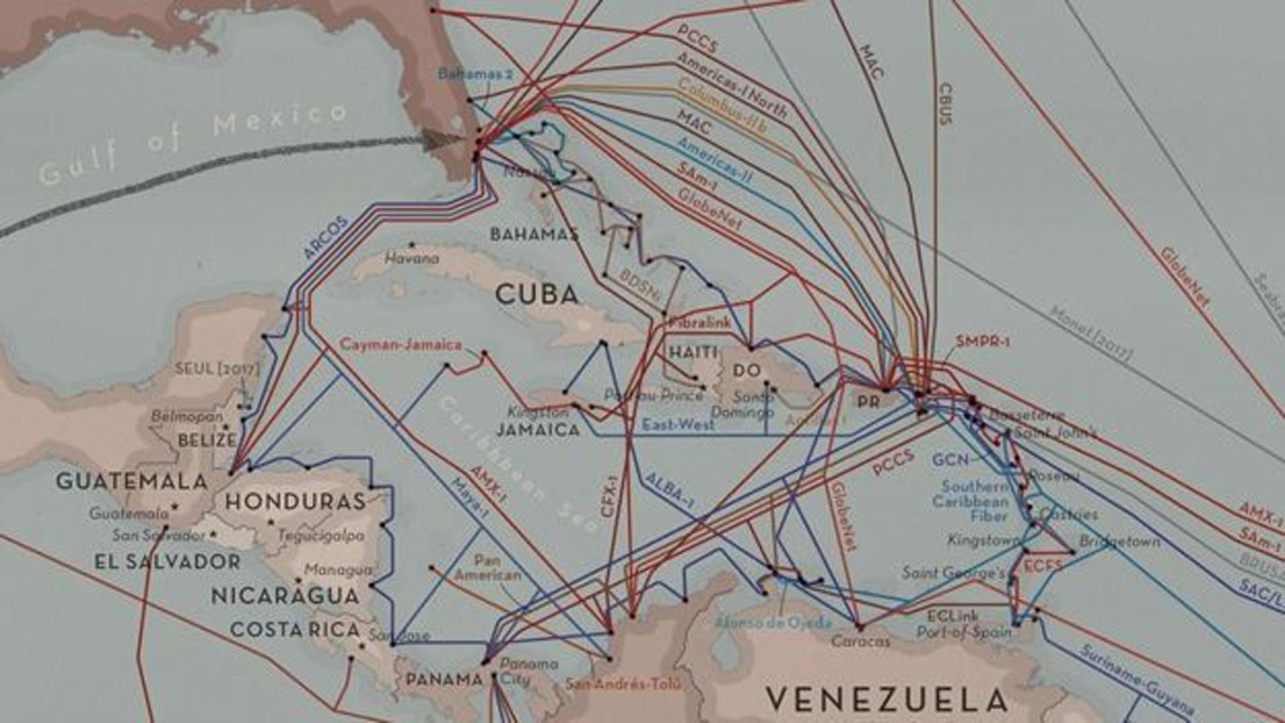 La première "veine" de l'internet a connecté le Royaume-Uni aux États-Unis. C'est ce que montre cette image tirée de la carte des câbles sous-marins.