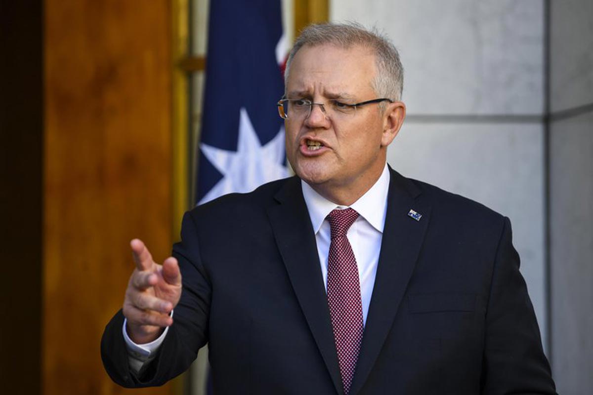 Le Premier ministre australien Scott Morrison lors d'une conférence de presse à Canberra, Australie, le 18 juin 2020.