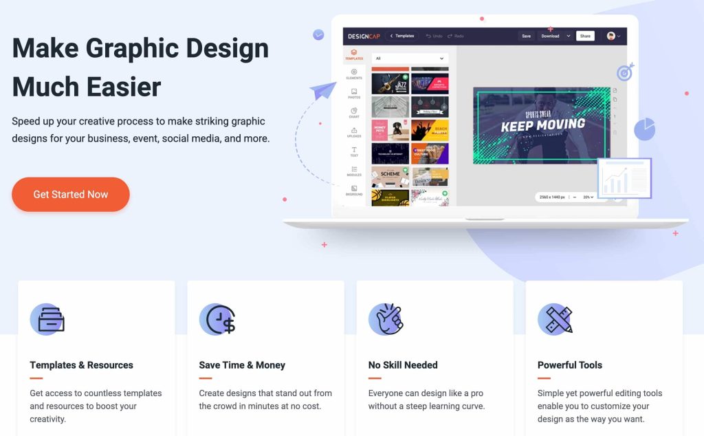 Découvrez DesignCap, un excellent outil de présentation en ligne.