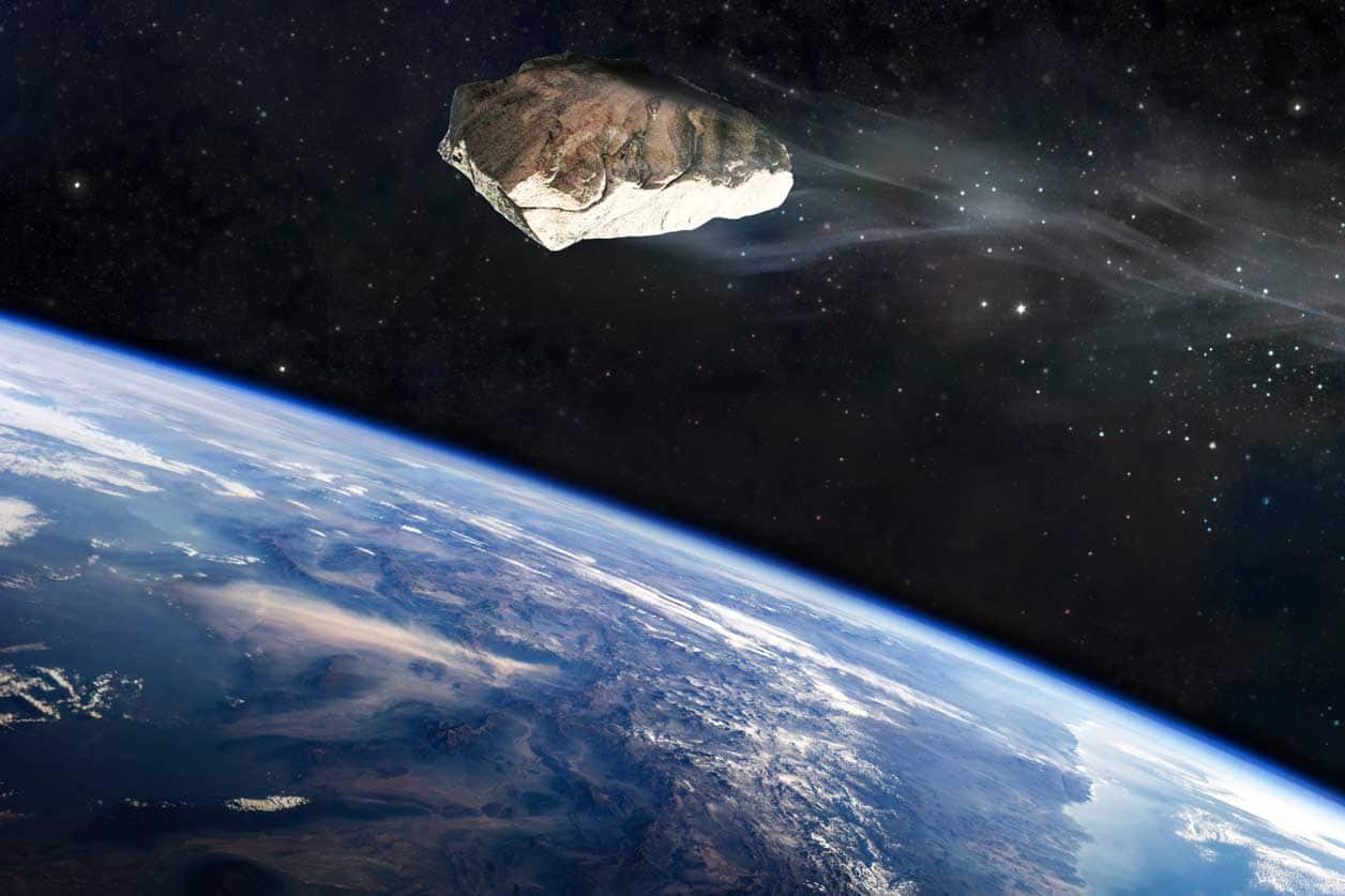 Illustration d'un astéroïde s'approchant de la Terre