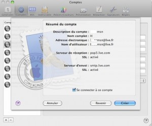 Messagerie Live sur le logiciel "mail" du système Mac‎ OS X