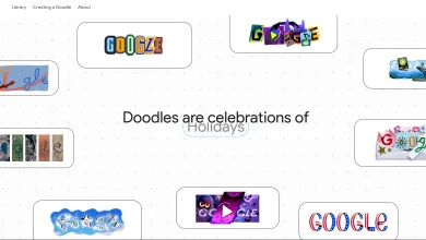 Page d’accueil de Google Doodles présentant plusieurs logos artistiques