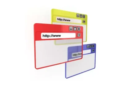 Fenêtres colorées représentant des pages web dans un navigateur