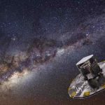 Vue d'artiste du télescope Gaïa face à la Voie lactée.