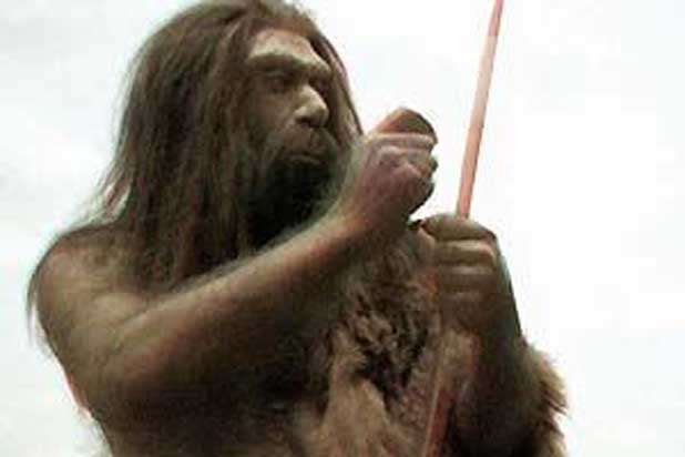 Représentation d'un homme de Néandertal.