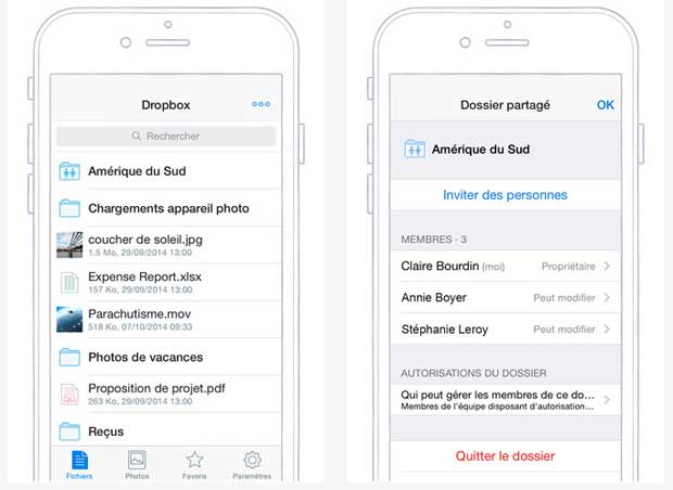 L'application Dropbox optimisée pour iPhone 6 et Touch ID