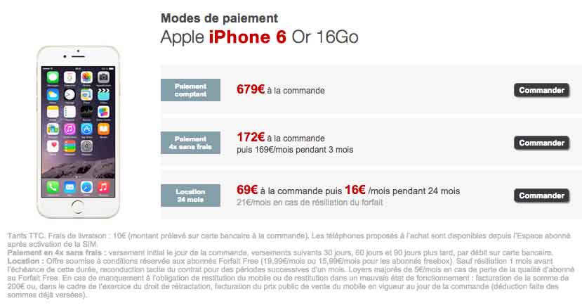 L'iPhone 6 arrive en location à 16 euros par mois chez Free
