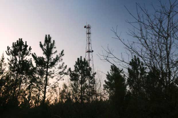 Un antenne de télécommunications à Arjuzanx (Landes), en janvier 2010.