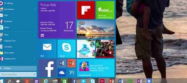 Le nouveau menu "Démarrer" de Windows 10.