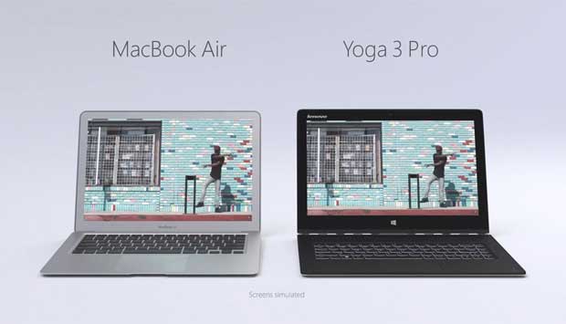 MacBook Air vs Yoga 3 Pro : Microsoft se moque d'Apple (vidéo)