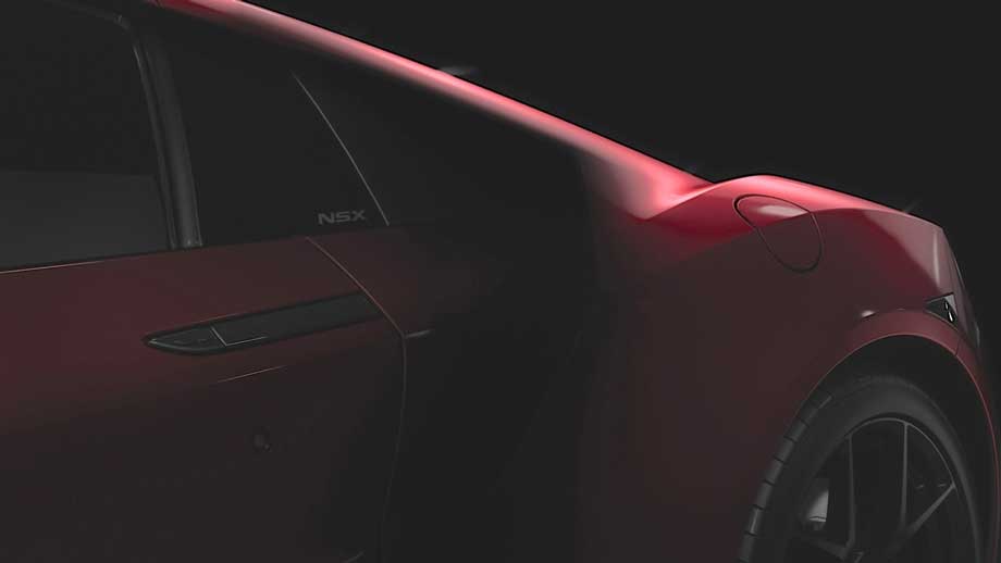 L'Acura NSX sera propulsé par des moteurs électriques et un moteur à essence turbocompressé situé entre l'habitacle et le train arrière pour une répartition optimale du poids. (Crédit photo : Acura)
