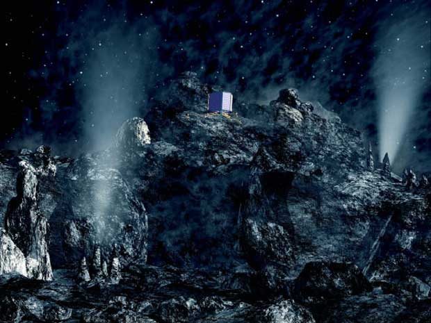 latterrisseur philae au travail sur la comete 67pchuryumov gerasimenko