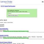 Les résultats d'une recherche sur «Google person finder».