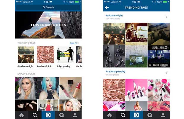 Instagram améliore les recherches et ajoute les tendances