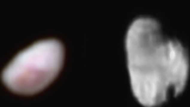 Nix et Hydre, les deux plus petites lunes de Pluton, vues par la sonde New Horizons. Photo : NASA