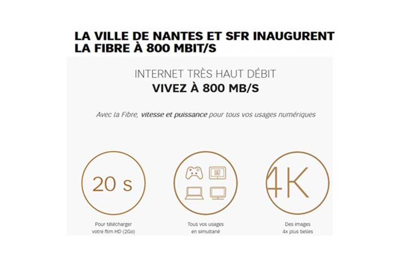 SFR : la fibre en THD passe à 800 Mb/s dans la ville de Nantes