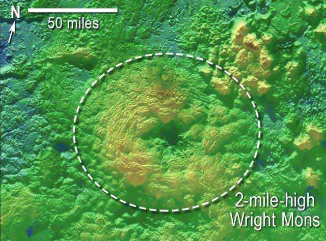 Wright Mons est l'un des deux volcans repérés sur Pluton. (NASA / JHUAPL / SwRI)