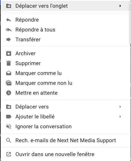 Quoi de neuf dans le menu contextuel de Gmail ?