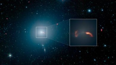 La galaxie M87, reproduite ici par le télescope spatial Spitzer de la NASA