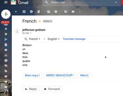 Google traduction intégrée dans Gmail