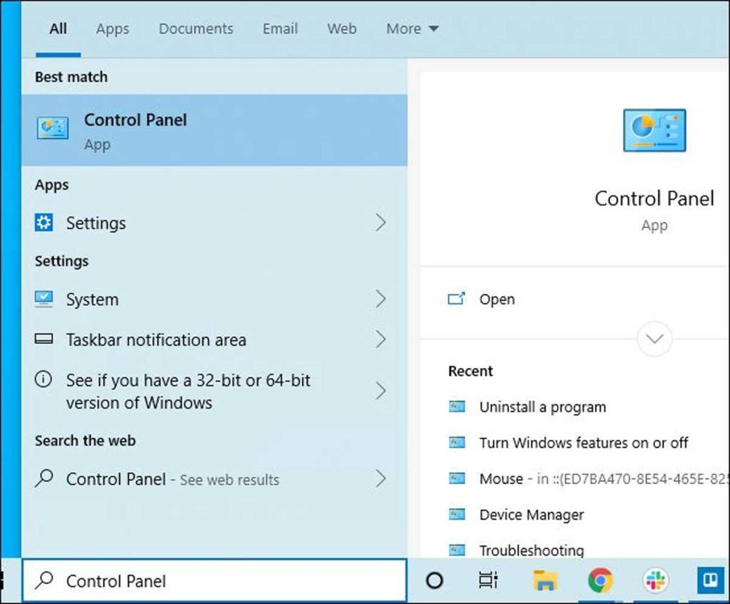 Windows 10 : Control Panel