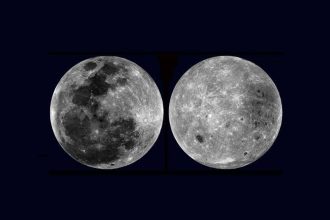 Image des deux faces de la Lune : à gauche celle qui est visible depuis la Terre ; à droite celle qui est cachée à nos yeux - NASA