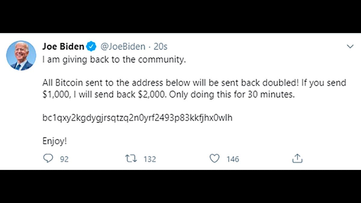 Compte Twitter de Joe Biden a été piraté