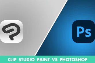 Illustration de la comparaison entre Clip Studio Paint et Photoshop, mettant en avant leurs caractéristiques distinctives.