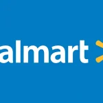 Logo de Walmart avec le mot "Walmart" en blanc sur fond bleu, accompagné de l'icône en forme d'étincelle jaune.