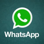 Logo WhatsApp sur fond illustré, représentant l’application de messagerie mobile.
