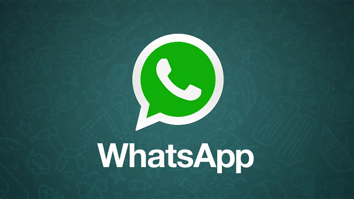 Logo WhatsApp sur fond illustré, représentant l’application de messagerie mobile.