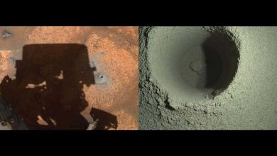 Le trou photographié par les caméras de navigation de Persévérance est à gauche. A droite, la caméra spéciale WATSON du rover.