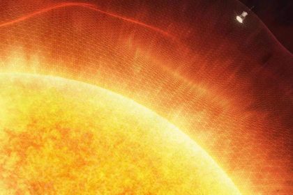 Cette image montre Parker Solar Probe s'approchant de l'atmosphère extérieure du soleil