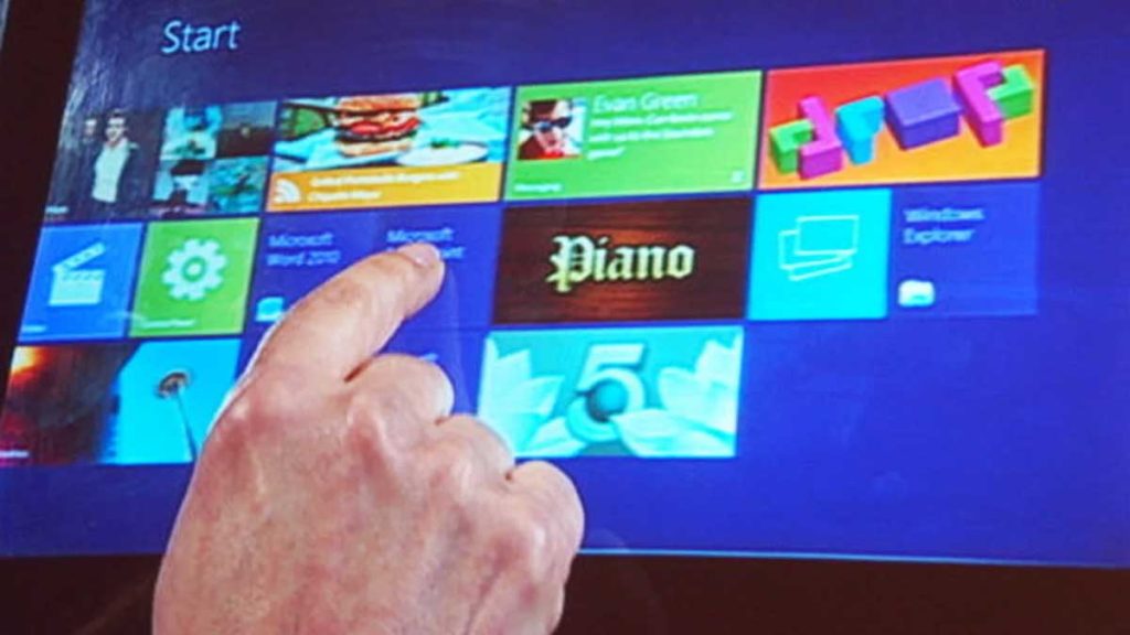 Options tactiles de Windows 8