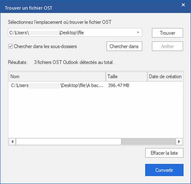 Vous pouvez utiliser le bouton "Trouver" pour rechercher des fichiers OST.