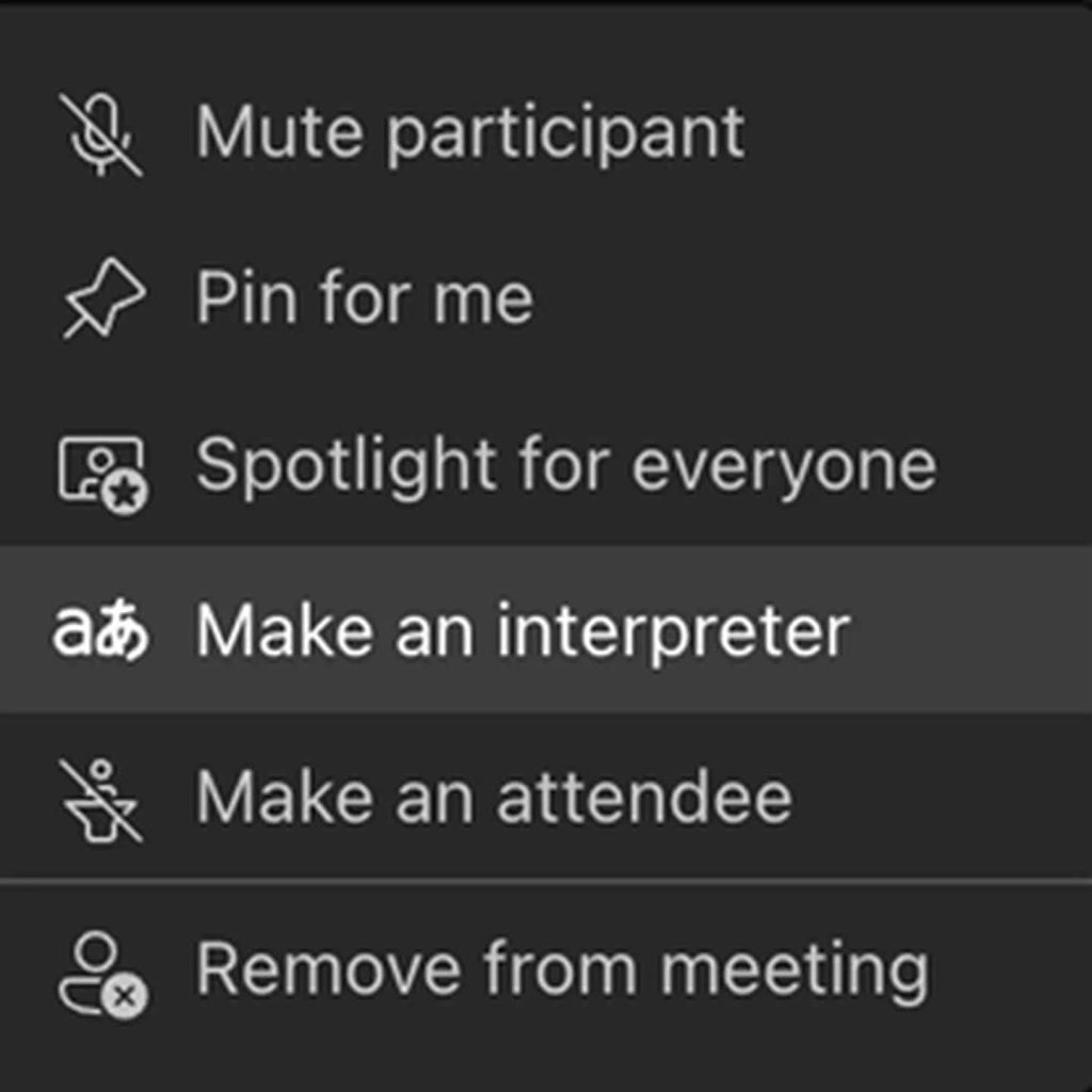 Assigner une personne comme interprète pendant une réunion dans Microsoft Teams