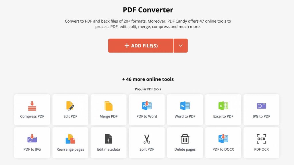 PDF Candy propose 47 outils de traitement des PDF en ligne pour l'édition, la division, la fusion et la compression.