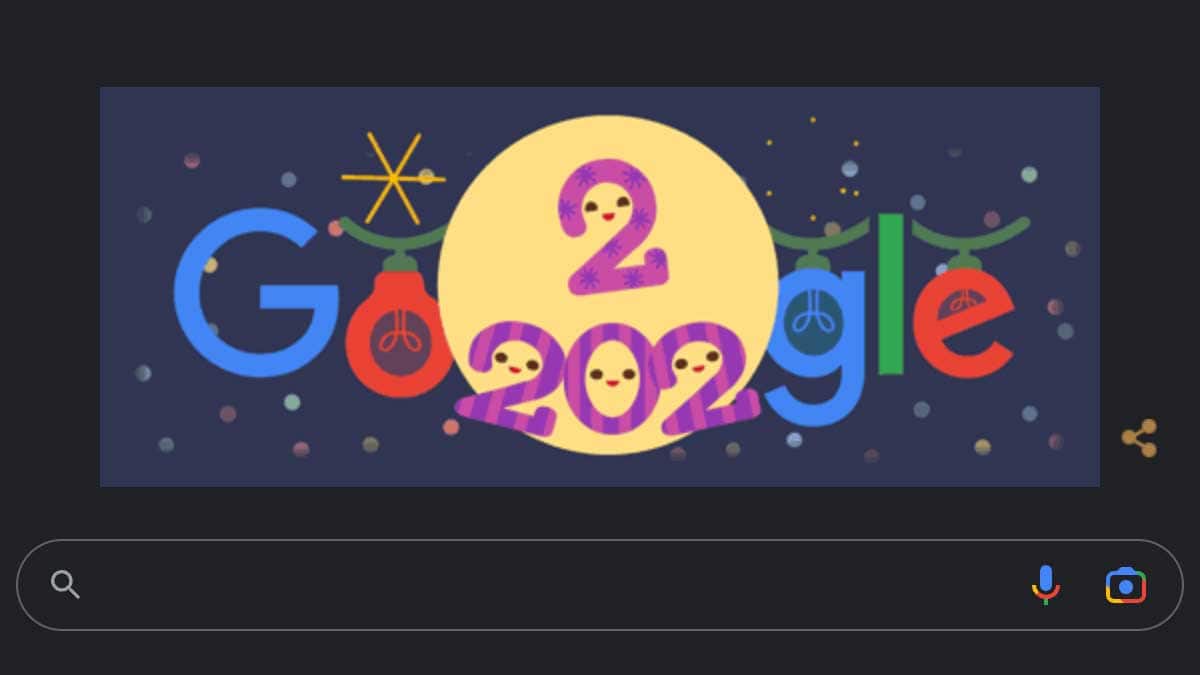 Image Google Doodle pour le Réveillon du Nouvel An