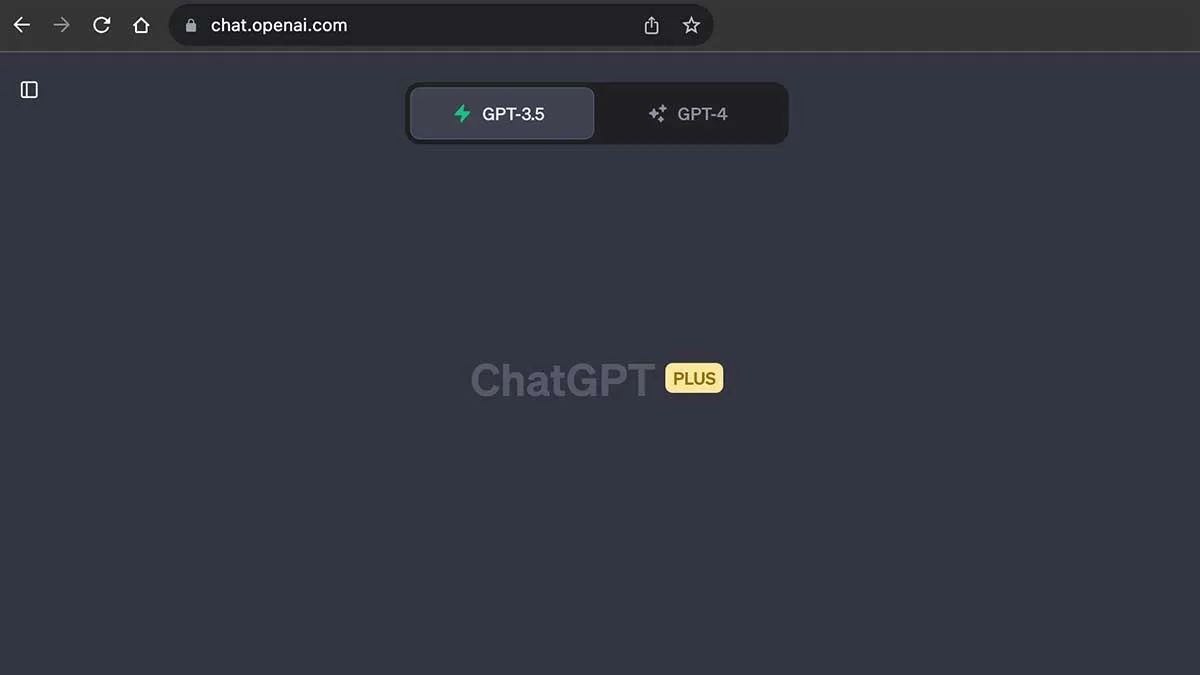 Ancienne interface de ChatGPT Plus sur navigateur, avec sélection des modèles GPT-3.5 et GPT-4