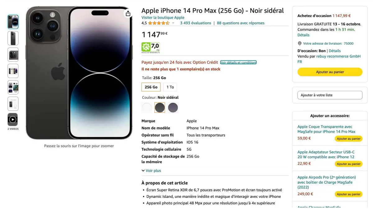 Prix Choc sur l'iPhone 14 Pro Max chez Amazon !