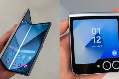 Deux smartphones pliables Samsung Galaxy : le Galaxy Z Fold6 à gauche et le Galaxy Z Flip6 à droite, chacun affichant son écran.