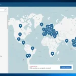 Carte des serveurs NordVPN dans le monde, montrant les options de connexion VPN sécurisée pour différents pays.