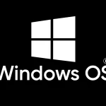 Logo conceptuel de Windows OS créé par l'équipe de Linformatique.org, avec un fond noir et du texte blanc.