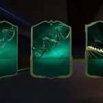 Cartes conceptuelles vertes de FC 25 mettant en avant un design inspiré de l'ADN, utilisées pour les modes de jeu innovants comme le Mode Rush.
