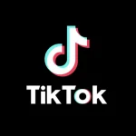 Logo officiel de l'application TikTok sur fond noir.
