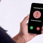 Appel spam sur smartphone : mention "Suspected Spam" alerte l'utilisateur.