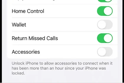 Réglage iPhone Accessoires : mode sécurité USB activé