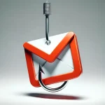Représentation visuelle d'un hameçon avec un courriel, symbole du phishing.