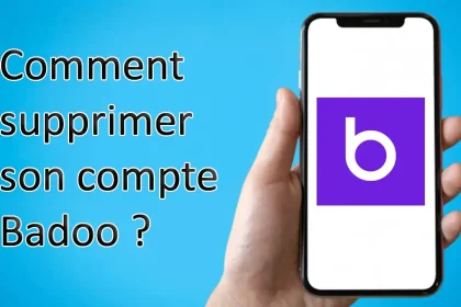 Main tenant un smartphone affichant le logo Badoo, avec texte « Comment supprimer son compte Badoo »