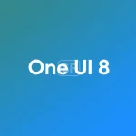 Écran de présentation de One UI 8 avec fond dégradé bleu et vert